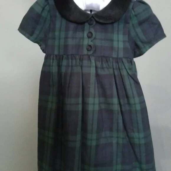 EDGEHILL COLLECTION Plaid Green/Navy Holiday Dress 12 Months NWT - Picture 2 of 4